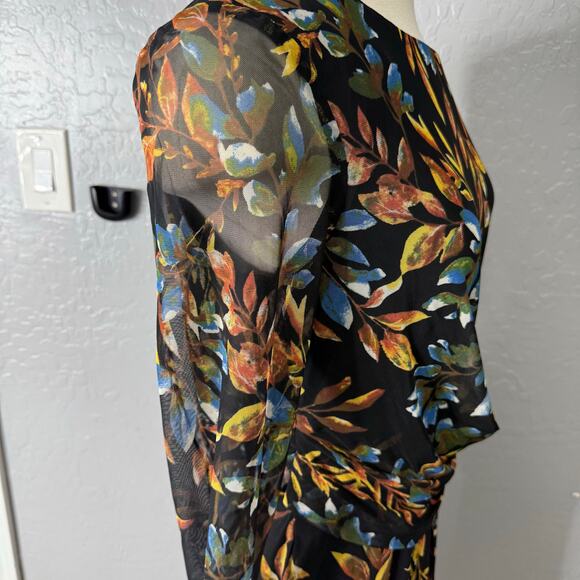 Connected Apparel Long Sleeve Mesh Wrap Midi Dress, Spice, 12 - Picture 6 of 6